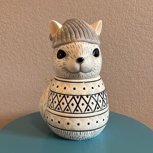 Gray and White Ceramic Squirrel Cookie/Treat Jar